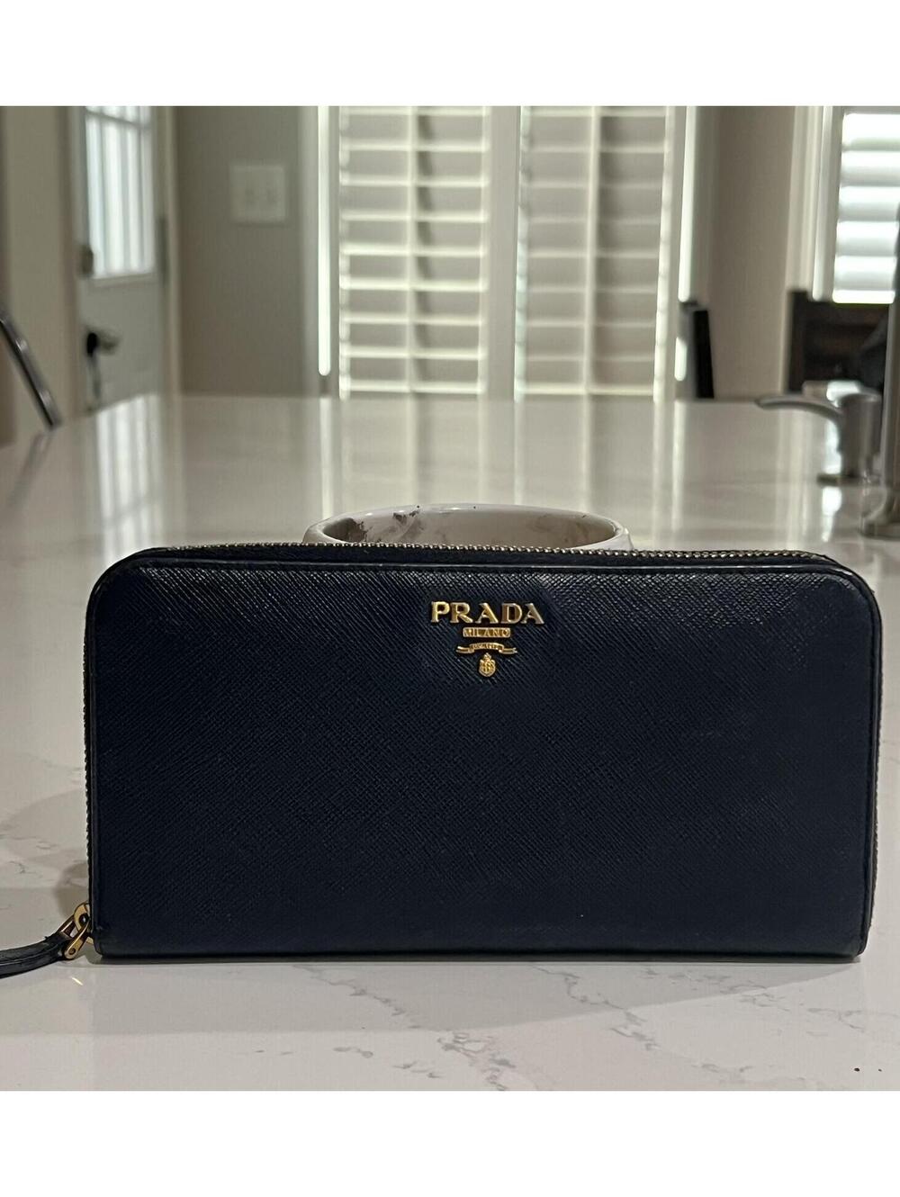Prada Saffiano Leather Long Wallet - Baltico, with COA (2016)